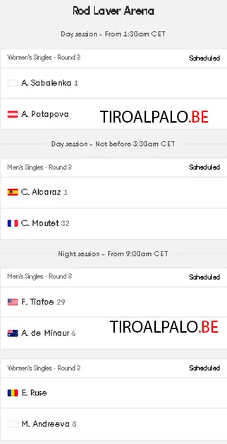 australia open dia6 partidos central 2026