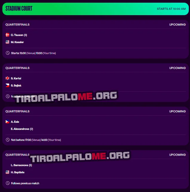 wta abu dhabi miercoles4 febrero partidos 2026 tiroalpalo