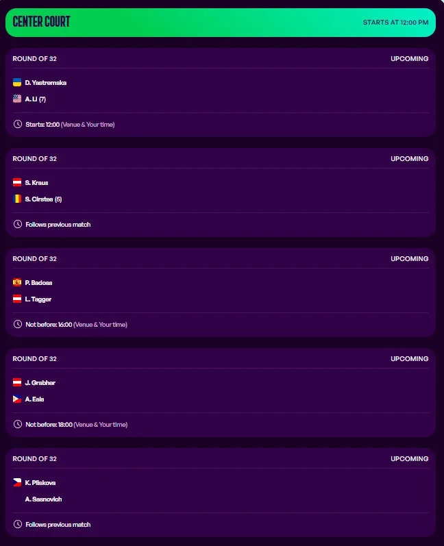 wta linz partidos martes7 abril 2026