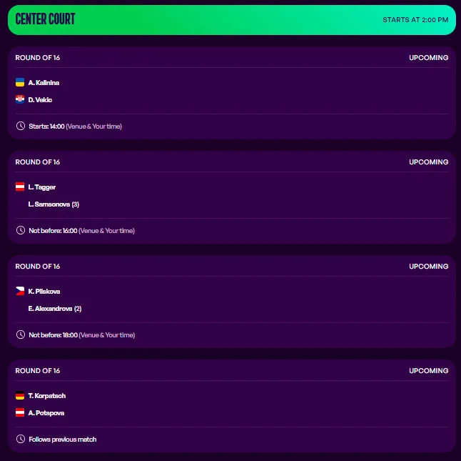 wta linz partidos jueves9 abril 2026