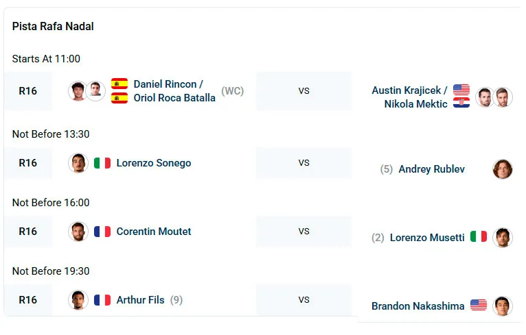 barcelona open partidos jueves16 abril 2026 tiroalpalo