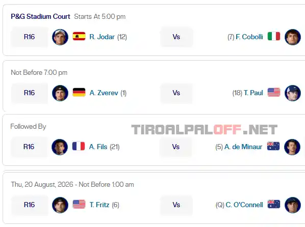 atp cincinnati miercoles19 agosto 2026 tiroalpalo