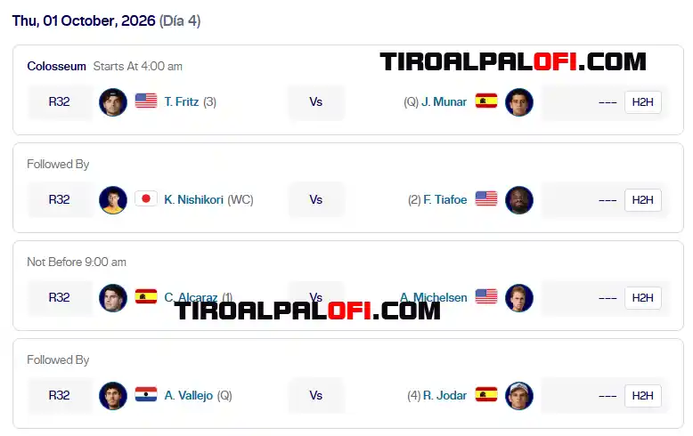 atp tokio colosseum jueves1 octubre 2026